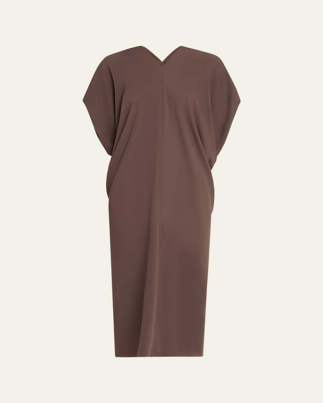 Draped V-Neck Midi Dress
